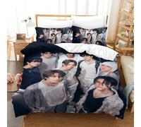 EOASNRTCB Stray Kids Children Duvet Cover Printed Bedding Set Quilt Cover And Pillowcases with Zipper Closure for Bedding Decro, Soft Microfiber Single(140x200cm)