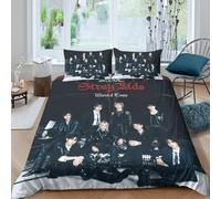 EOASNRTCB Stray Kids Duvet Cover, 3D Stray Kids Print Bedding Set, Quilt Cover Set with Pillowcases Soft Microfiber Easy Care for Boys Girls Kids Bedroom Bed, Double（200x200cm）
