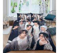 EOASNRTCB Stray Kids Duvet Cover, 3D Stray Kids Print Bedding Set, Quilt Cover Set with Pillowcases Soft Microfiber Easy Care for Boys Girls Kids Bedroom Bed, King(220x240cm)
