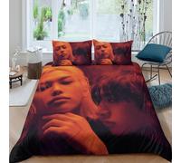 EOASNRTCB Stray Kids Duvet Cover Sets Kids Bedding Sets Boys, Stray Kids Quilt Cover, Ultra Soft Microfiber, Hidden Zipper, with Pillowcase Bedroom Decor Double(200x200cm)