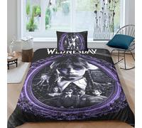 EOASNRTCB Wednesday Duvet Cover Sets Kids Bedding Sets Boys, Wednesday Quilt Cover, Ultra Soft Microfiber, Hidden Zipper, with Pillowcase Bedroom Decor Single（135x200cm）
