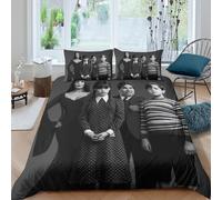 EOASNRTCB Wednesday Duvet Cover with Pillowcases 3D Printed Bedding Set with Zipper Closure Unique Design Anti-allergic Quilt Cover Double(200x200cm)