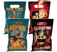 EoBeCy 100 Pcs Italian Brainrrot Gift Bags, 2 Assorted Quirky Character Styles Plastic Treat Bags for Kids and Students, Fun Cartoon Party Favor Goody Bags