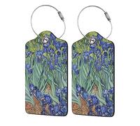 EOBKLAX Luggage Tags for Suitcase,2 Pack Irises Vincent Van Gogh Luggage Tag with Privacy Flap,Name ID Label and Metal Loop for Women Men Girls Baggage Bag Backpack Instrument