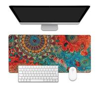 EOBKLAX Vintage Art Mandala Large Gaming Mouse Pad,Waterproof Desk Mat for Desktop,Non-Slip Rubber Base Mousepad with Stitched Edges for Laptop Office and Home 35.4X15.7 Inch