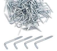 EOBNIKTWS 50 Pcs Right Angle Hooks Zinc Plated L Hook Screws Self Tapping 7 Shape Screw Hooks (M2.8 * 35 mm/ 0.11In * 1.24In)