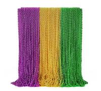 EOBOH 72PCS Mardi Gras Beads Throws, Mardi Gras Green Purple Gold Metallic Beads Necklaces Accessories Bulk, Mardi Gras Beads Necklace Costumes for Parade Throws Party Decorations Favor Supplies