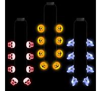 EOBOH Halloween Light up Necklace, 3PCS Glow Skulls Pumpkins Ghost Halloween Necklaces, Red Orange Glow in Dark Necklace with 3D Blub, Festival Accessories for Trick or Treat Party Supplies