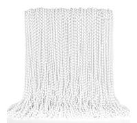 EOBOH Mardi Gras Beads Bulk, 100PCS White Oval Beaded Necklace Stuff Party Favors, 32" Mardi Gras Beads Necklaces, Festival Parade Throw Accessories for Wedding Birthday Celebrations Decorations
