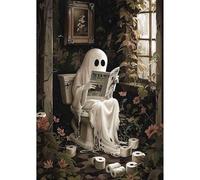 EOBROMD 5D Ghost Diamond Painting Kits for Adults, Full Round Drill Funny Diamond Art Kits, Crystal Art Kits for Halloween Decor Gifts 30x40cm