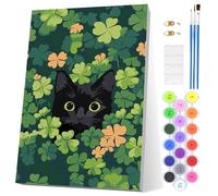 EOBROMD Cat Garden Paint by Numbers for Adults Beginner with Frame, Animal Paint by Numbers Kits, Acrylic Easy Painting by Numbers for Gift Home Wall Decor 8x12in