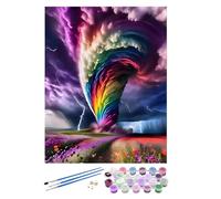 EOBROMD Colourful Tornado Paint by Numbers for Adults Beginner, Flowers Paint by Numbers Kits Without Frame, Painting by Numbers Fantasy for Gift Home Wall Decor 16x20inch