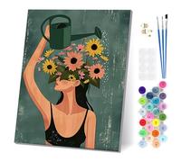 EOBROMD Flowers Paint by Numbers for Adults, Girl Paint by Numbers Kits with Frame, Painting by Numbers for Gift Home Wall Decor 12x16inch