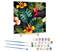 EOBROMD Monstera Deliciosa Paint by Numbers for Adults on Framed Canvas, Flowers Paint by Numbers Kits with Wood Easel, Oil Acrylic Craft Art Painting Kits for Home Wall Decor 12x12 in