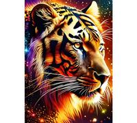 EOBROMD Tiger Diamond Painting, 5D Diamond Painting Kits for Adults, Full Round Drill Diamond Art Kits, Animal Diamond Painting Artistic Crystal Rhinestone Craft for Home Decor Gifts 30x40cm