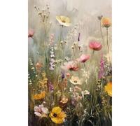 EOBROMD Wild Flowers Paint by Numbers for Adults with Frame, Landscape Paint by Numbers Kits, Acrylic Simple Painting by Numbers for Gift Home Wall Decor (8x12in/20x30cm)