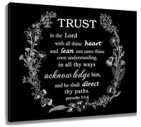 EOBTAIN Christian Bible Verse Canvas Wall Art Positive Religious Scripture and Floral Wall Art Bedroom Inspirational Quotes Black and White Framed Wall Art for Bathroom Living Room,10x8 Inches