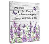 EOBTAIN Inspirational Quotes and Purple Butterfly Canvas Wall Art Lavender Floral with Green Leaf Wall Art for Bathroom Living Room Bedroom Vintage Picture Wall Decor Framed Bedroom Wall Art,12x16
