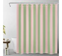 EOBTAIN Pink and Green Striped Shower Curtain for Bathroom Modern Abstract Minimalist Vertical Stripe Shower Curtain with 10 Hooks Vintage Aesthetic Bathroom Curtains Shower Set 72x60 Inch, YL31804