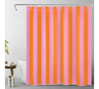 EOBTAIN Pink and Orange Shower Curtain Abstract Cute Boho Vertical Striped Fabric Shower Curtain with 10 Hooks Minimalist Girly Waterproof Polyester Bathroom Curtains Shower Set Decor 60x72 Inch