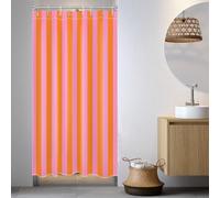 EOBTAIN Pink and Orange Small Stall Shower Curtain 48x68 Inch Abstract Cute Boho Vertical Striped Half Size Shower Curtain with 8 Hooks Minimalist Girly Waterproof Bathroom Curtains Shower Set Decor