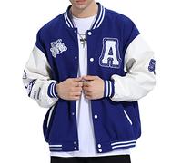 Eocicvvi Men's College Jacket Transition Jacket Women's Leisure Jacket Harajuku Style Sports Jacket Streetwear Stand-Up Collar Autumn Spring with Pockets