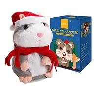 Eocolz Talking Hamster Repeats What You Say Mimicry Pet Plush Buddy Electronic Mouse Interactive Toy Funny Kids Stuffed Toys Children Early Learning for Girl and Boy Gift
