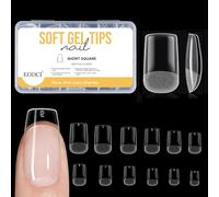 EODCI Short Square Nail Tips, 600 Pieces, Soft Gel Full Cover Nail Tips, Artificial Nails, 12 Sizes, Artificial Nails, for Sticking, PMMA Pre-Buffed Tips for Nail Salons and DIY Nail Art at Home