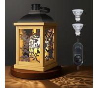 Eodysoi Candle Warmer Lamp with Timer,Farmhouse Wooden Adjustable Candle Burner Electric Dimmable Warmer Lantern for Jar Candle Melter Lamp with 2 Bulbs Auto Shut Off Indoor Home Decor