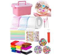 Eodysoi Nano Tape Kit with Box, Nano Tape Magic Nanotape Bubbles Set for Making Bubbles with Pump Sequins Powder Stickers DIY Craft Double Sided Water Ball Craft Kit for Party Gift