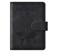 Eoehro Unisex-Adult Passport & Vaccine Card Holder Combo, RFID Protected, Black Faux Leather