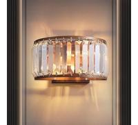 EOEO LED Wall Light Indoor Crystal Modern Wall Lamp Up Down LED Crystal Lamp 3 Light Colours Wall Lighting Bedside Lamp 2-Bulb E14 for Hotel Living Room Bedroom Stairs Hallway,Brown