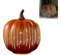 EOEO Pumpkins with Sparkling LED Lights Halloween Decoration Illuminated Starry Night Pumpkins Made of Resin, Autumn Decoration for Indoors or Outdoors, Table Home or Country Style,Orange L