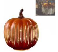EOEO Pumpkins with Sparkling LED Lights Halloween Decoration Illuminated Starry Night Pumpkins Made of Resin, Autumn Decoration for Indoors or Outdoors, Table Home or Country Style,Orange S