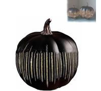 EOEO Pumpkins with Sparkling LED Lights Halloween Decoration Illuminated Starry Night Pumpkins Made of Resin, Autumn Decoration for Indoors or Outdoors, Table Home or Country Style,Black L