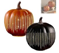 EOEO Pumpkins with Sparkling LED Lights Halloween Decoration Illuminated Starry Night Pumpkins Made of Resin, Autumn Decoration for Indoors or Outdoors, Table Home or Country Style,Black L +Orange L