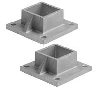 eoere 2 PCS 2" Square Post Flange Base Metal Floor Post Flange, Die-Cast Aluminum Deck Rail Systems for Fence or Deck Mount 2" x 2" Post Fittings