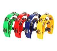 EOEXN 4 Pack Half Moon Tambourine for Adults - Tamborines Musical Instrument Percussion Instruments - Double Row Plastic Music Rhythm Tambourine for KTV Party