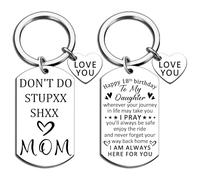 EoffIvan 18th Birthday Gifts For Girls Women Keychain Gifts For 18 Year Old Girl Happy Birthday Unique Gift For Daughter From Mom Love You Gift, Silver, S