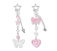 EoffIvan Coquette Keychain Aesthetic Y2K Keychain Pink Purse Charm Key Chain Accessories Pink Bag Charms 2 Pcs Girly Cutecore Keychains Cutecore Accessories