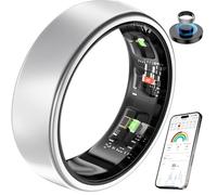 EOGBM Smart Health Ring Sleep Health Tracker for Women Men with Heart Rate, Blood Oxygen, Sleep Monitor, Steps,Calories, 5ATM Waterproof for iPhone/Android, No Subscription Fee (Silver, 8#)