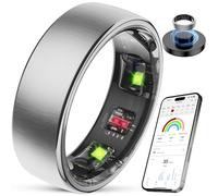 EOGBM Smart Health Ring Sleep Health Tracker for Women Men with Heart Rate, Blood Oxygen, Sleep Monitor, Steps,Calories, 5ATM Waterproof for iPhone/Android, No Subscription Fee (Silver, 10#)