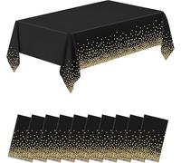 EOGRFW 10 Pack Tablecloths, Black And Gold Dot Tablecloth, 54 X 108 In