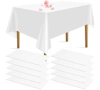 EOGRFW 10 Pack White Table Cloth,Disposable Tablecloths,54 x 108 Inch Tablecloth for Rectangle Tables,Plastic Table Cover,Waterproof White Tablecloths for Parties Wedding Birthdays Baby Shower