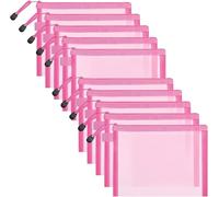 EOGRFW 10 Pieces Nylon Mesh Zipper Organizer Bags, 8.86 X 7 Inches, Pink
