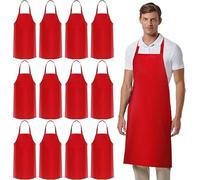 EOGRFW 12 Pack Bib Apron, Unisex Bib Aprons, Red, 32 x 28 Inch