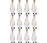 EOGRFW 12 Pack Bib Apron, White Chef Aprons with 2 Pockets, White Aprons Bulk,Unisex Kitchen Apron with Long Ties for Women Men Cooking Baking Painting Home Kitchen Restaurant, 32 x 28 Inch