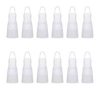 EOGRFW 12 Pack Bib Aprons Bulk for Women Men, 27.5 x 23.6 inch White Kitchen Chef Apron Waterproof Polyester Twill with 2 Pockets, Bulk Aprons for Cooking, Baking, BBQ