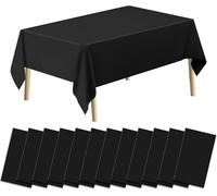 EOGRFW 12 Pack Disposable Tablecloths, 137 x 274 cm Black Table Cloth,Plastic Table Cover,Black Tablecloths,Waterproof Party Tablecloth for Birthdays, Weddings, Baby Shower, Picnics