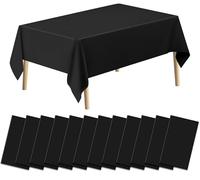 EOGRFW 12 Pack Disposable Tablecloths, 137 x 274 cm Black Table Cloth,Plastic Table Cover,Black Tablecloths,Waterproof Party Tablecloth for Birthdays, Weddings, Baby Shower, Picnics